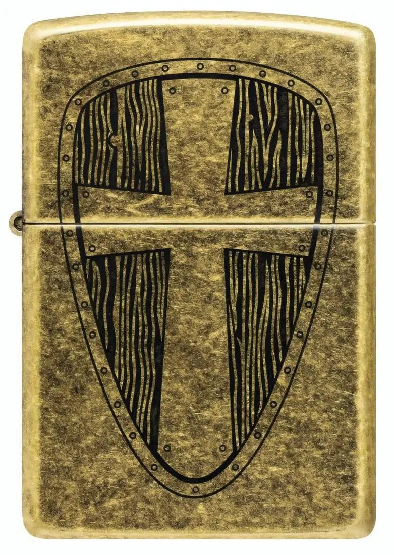 Produktbild: Zippo 60007850 Messing Antik graviert Vintage Cross Frontansicht