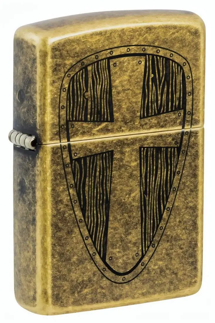 Produktbild: Zippo 60007850 Messing Antik graviert Vintage Cross Benzinfeuerzeug
