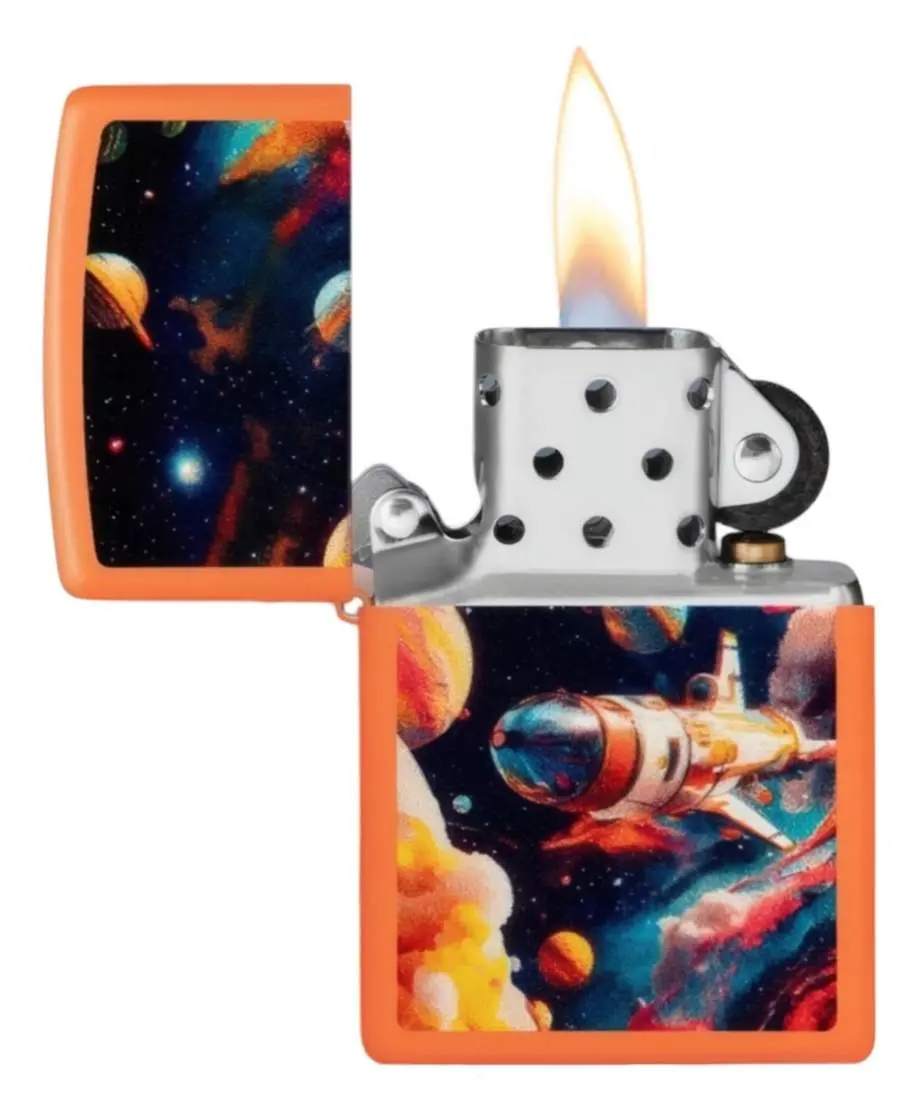 Produktbild: Zippo 60007859 Space Elements Orange Matte Reise ins All offen mit Flamme