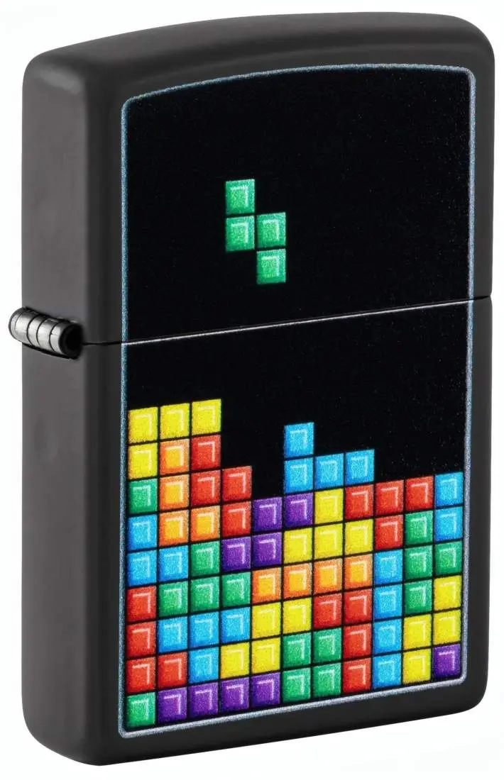 Produktbild: Zippo 60007861 Block-Spiel Game Black Matte mit bunten Spielblöcken im Retro-Computerspiel-Design