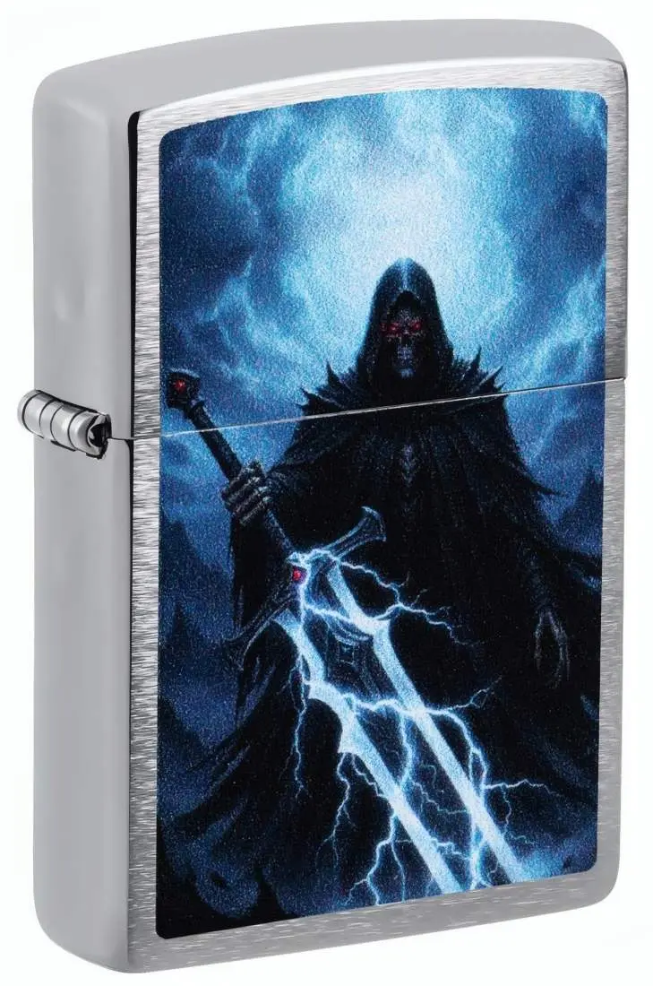 Produktbild: Zippo 60007863 Soul Reaper Brushed Chrome mit Sensenmann und elektrisiert wirkendem Schwert