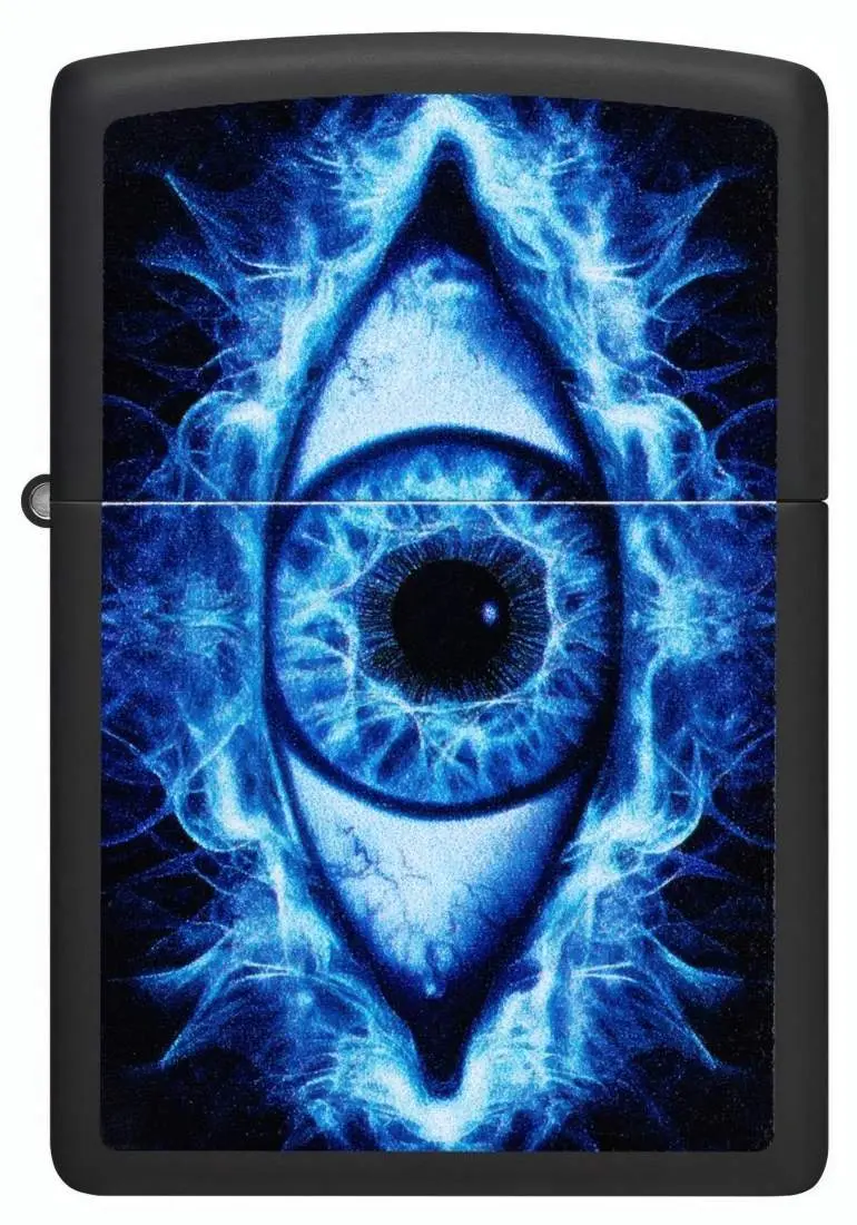 Produktbild: Zippo 60007866 Black Matte Color Eye mit blauem Auge Frontansicht