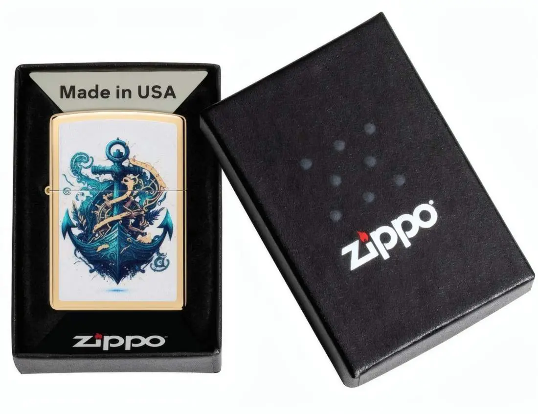 Produktbild: Zippo 60007870 Ship and Ancor Schiffsanker High Polish Brass Verpackung