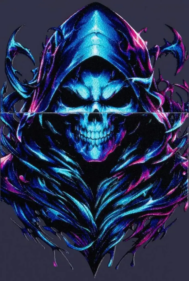 Produktbild: Zippo 60007894 Reaper Skull Navy Matte Black Light Frontausschnitt