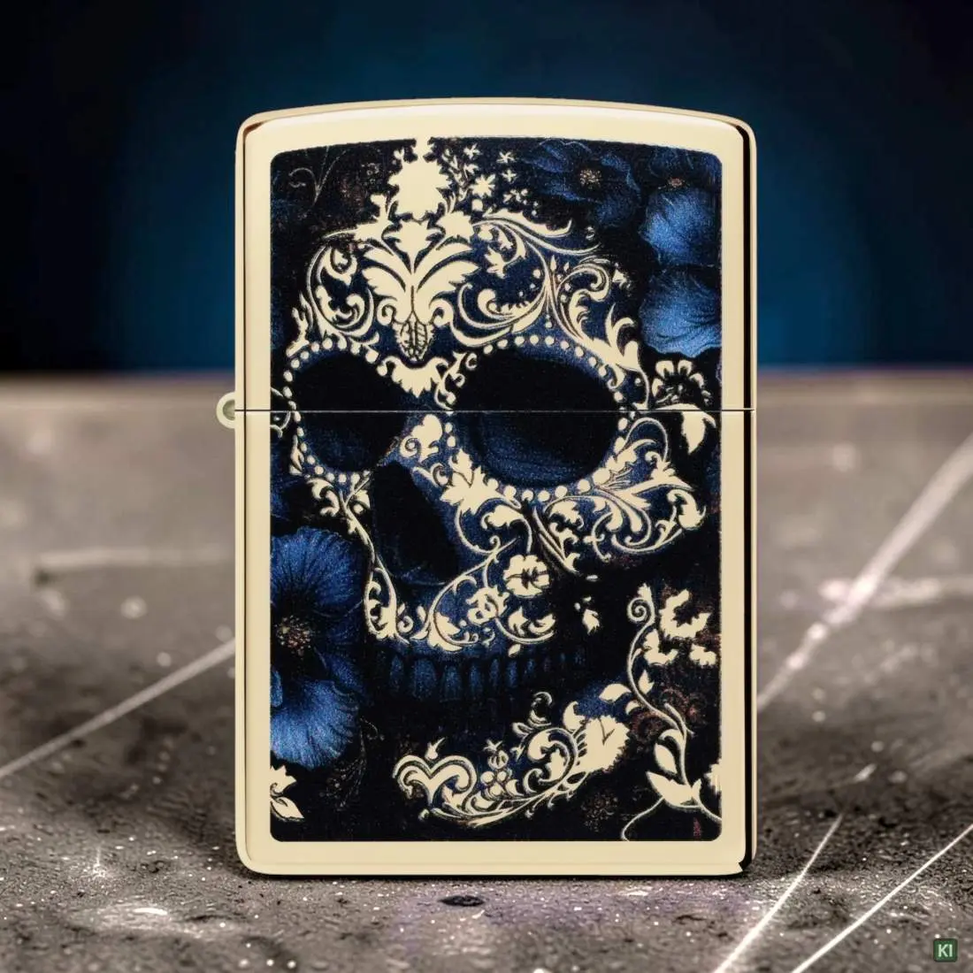 Produktbild: Zippo 60007900 Skull with Flowers Champagne Szene