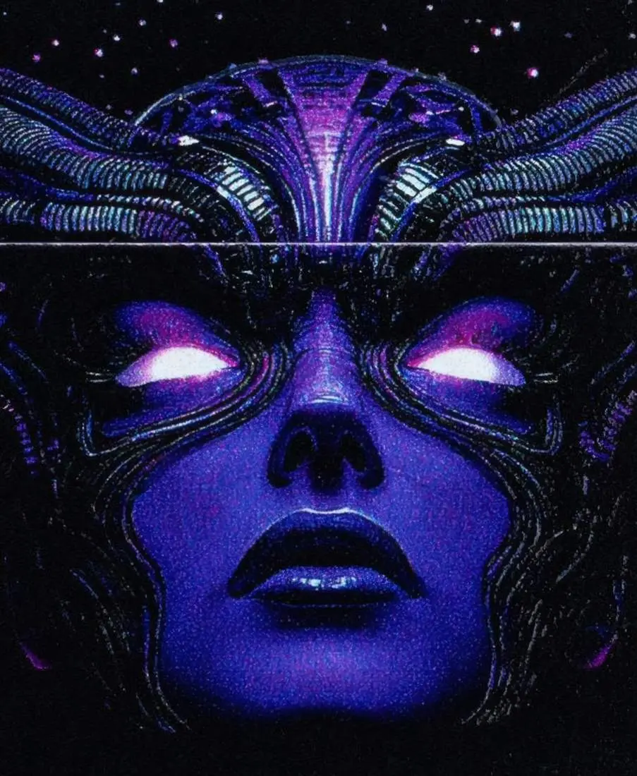 Produktbild: Zippo 60007916 Cyborg Woman Purple Matte Black Light Frontausschnitt