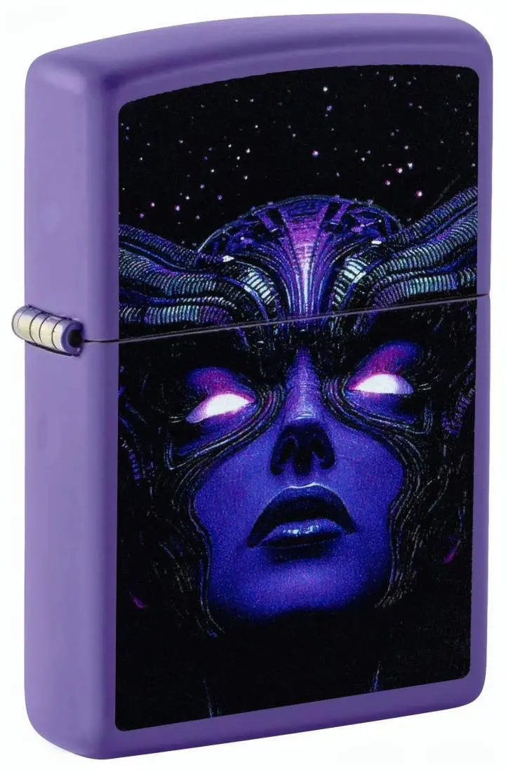 Produktbild: Zippo 60007916 Cyborg Woman Purple Matte mit Black-Light-Effekt