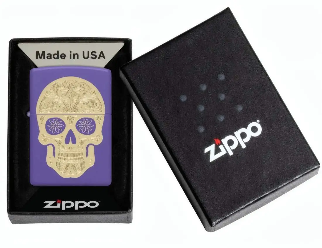 Produktbild: Zippo 60007931 Sugar Skull Purple Matte Verpackung