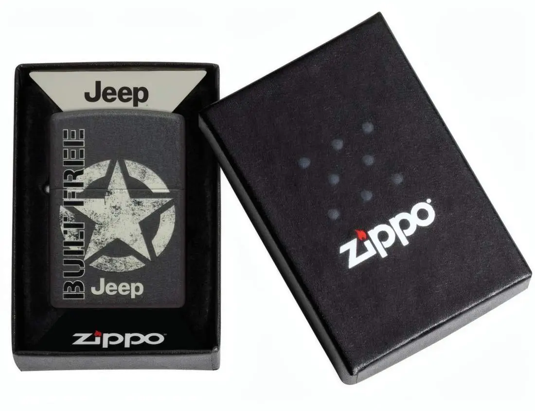 Produktbild: Zippo 60007941 Jeep Freedom Star Black Crackle – Built Free Verpackung