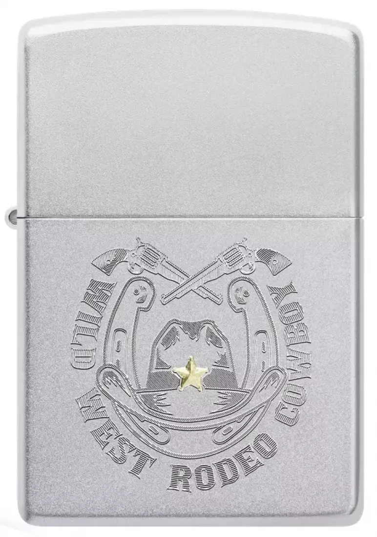 Produktbild: Zippo Wild West Cowboy chrom gebürstet Feuerzeug vorne