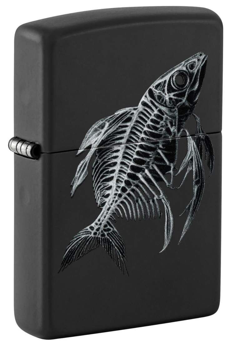 Produktbild: Zippo Fish Skeleton Fischskelett schwarz matt Feuerzeug