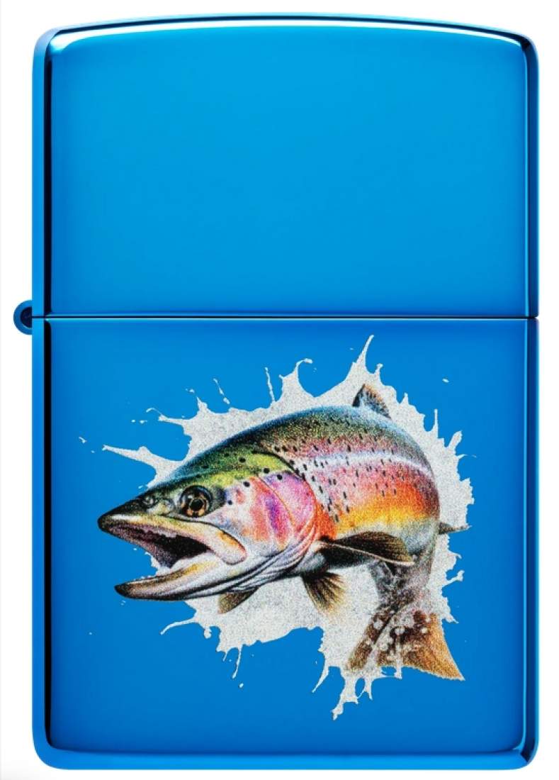 Produktbild: Zippo Jumping Fish Blau hochglänzend Feuerzeug vorne