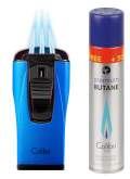 Produktbild Colibri Feuerzeug Monaco II metallic blau mit 3-fach Jet-Flamme