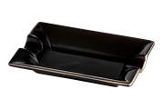Produktbild Angelo Zigarrenascher Keramik schwarz mit Gold 2 Ablagen 18x12x4cm