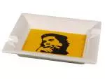 Zigarrenascher Porzellan Che weiß gelb 2 Ablagen 21x17x3,5cm