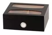 Produktbild Humidor schwarz mit geteiltem Glaseinsatz-Deckel für 50 Zigarren