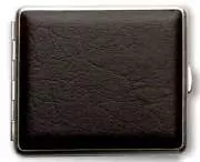 Produktbild Zigarettenetui vom Hofe Metall Kunstleder schwarz mit Nickelrand 18er