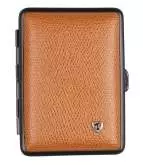 Produktbild Zigarettenetui vom Hofe Metall Leder cognac genarbt mit schwarzem Rahmen 14er