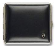 Produktbild Zigarettenetui vom Hofe Metall Soft-Leder schwarz mit Nickelrand 18er