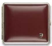 Produktbild Zigarettenetui vom Hofe Metall Soft-Leder weinrot mit Nickelrand 18er