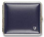Produktbild Zigarettenetui vom Hofe Metall Soft-Leder blau mit Nickelrand 18er