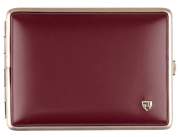 Zigarettenetui vom Hofe Metall Soft-Leder bordeaux-rot mit Nickelrand 100mm-18er