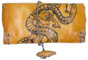 Original MR Drehertasche Leder braun antik Pyrografie Snake 16.5cm