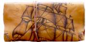 Produktbild Original MR Drehertasche Leder braun antik Pyrografie Segelschiff 16.5cm
