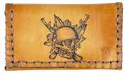 Produktbild Original MR Drehertasche Leder braun antik Pyrografie Skull 15.5cm