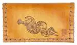 Original MR Drehertasche Leder braun antik Pyrografie Snake 15.5cm
