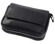 Produktbild Angelo Pfeifentasche echtes Leder schwarz für 4 Pfeifen