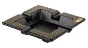Produktbild Angelo Zigarrenascher Metall schwarz mit Goldmuster 4 Ablagen 18x18x4cm