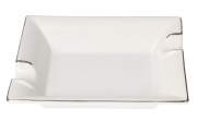 Produktbild Angelo Zigarrenascher Keramik weiß mit Silberrand 2 Ablagen 18x15x4cm