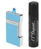 Produktbild S.T. Dupont Slimmy hellblau chrom Feuerzeug mit Fackel Jet Flamme 028007 + Gas