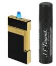 S.T. Dupont Slimmy schwarz gold Feuerzeug mit Fackel Jet Flamme 028002 + Gas