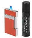 S.T. Dupont Slimmy korallen-rot chrom Feuerzeug mit Fackel Jet Flamme 028006 + Gas