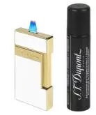 Produktbild S.T. Dupont Slimmy weiß gold Feuerzeug mit Fackel Jet Flamme 028004 + Gas