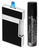 Produktbild S.T. Dupont Slimmy schwarz chrom Feuerzeug mit Fackel Jet Flamme 028221 + Gas