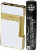 Produktbild S.T. Dupont Slimmy Feuerzeug weiß gold mit Fackel Jet Flamme 028004