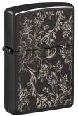 Produktbild Zippo Filigree Blumenranken schwarz hoch glänzend mit Laser Gravur - 60007591