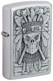 Produktbild Zippo Indian Skull Chrom Satin mit Metall Emblem - 2007659