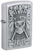 Produktbild Zippo Indian Skull Chrom Satin mit Metall Emblem - 2007659