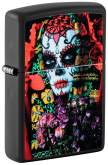 Produktbild Zippo Sugar Skull Woman schwarz matt mit Black Light Image Druck - 60006561