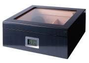 Produktbild Angelo Humidor im Carbon-Design mit Sichtfenster