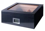 Produktbild Angelo Humidor im Carbon-Design mit Sichtfenster