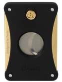 Produktbild Caseti Zigarrenabschneider Doppelklingen Cutter schwarz matt gold Ring 54 / 21mm Schnitt