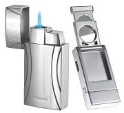 Produktbild Caseti Paris Chamonix Jet chrom Feuerzeug mit 1-fach Jet-Flamme mit Cutter