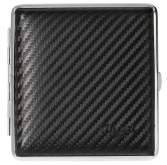 Produktbild Zigaretten Etui Caseti Metall Leder Carbonoptik schwarz mit verchromtem Rahmen 20er