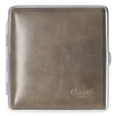 Produktbild Zigaretten Etui Caseti Metall Leder grau mit verchromtem Rahmen 20er