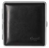 Produktbild Zigaretten Etui Caseti Metall Leder schwarz mit verchromtem Rahmen 20er